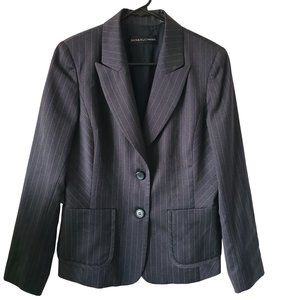 Dana Buchman Women's Size 8 Dark Grey Pinstripe 100% Wool 2-Button Blazer